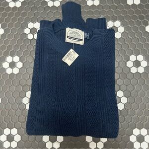 Vintage Cross And Winsor Navy Blue Cable Knit Sweater Men’s L 100% Cotton NWT